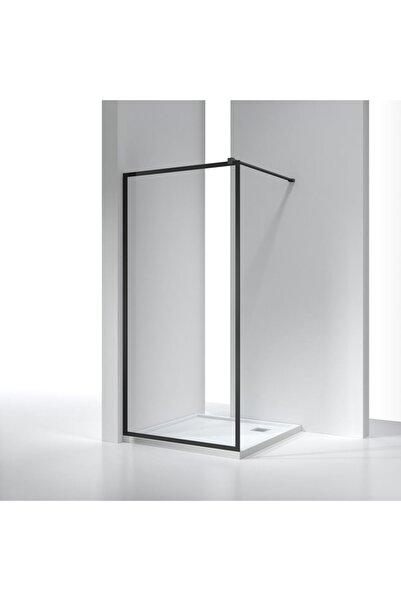 Milano Shower Partition - Matt Black - 90x210 Cm, W 90 x H 210 cm, Tempered G...