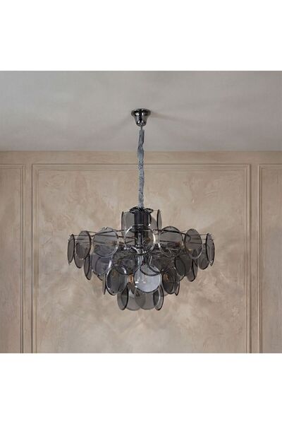 Danube Home Bergamo 12-Light Chandelier – Glass And Metal – Smoke Grey, Glass...