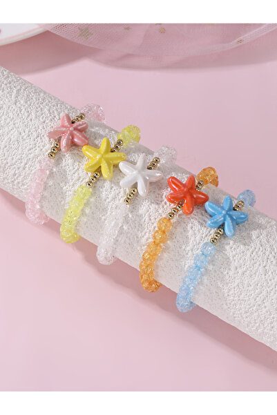 Take Two By Styli Pack of 5 - Girls Multi-Color Starfish Charm Beaded Bracelets
