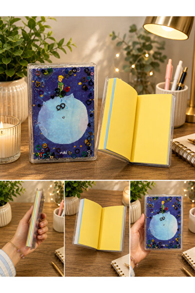 Bymiel Simli Ve Sulu Kapaklı Renkli Sayfalı Desenli Mini Defter