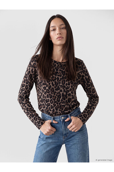 LC Waikiki Crew Neck Leopard Print Women's Body