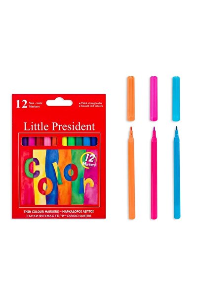 Little President Set carioci cu vârf subțire pentru desen, 12 bucăți – vârf s...