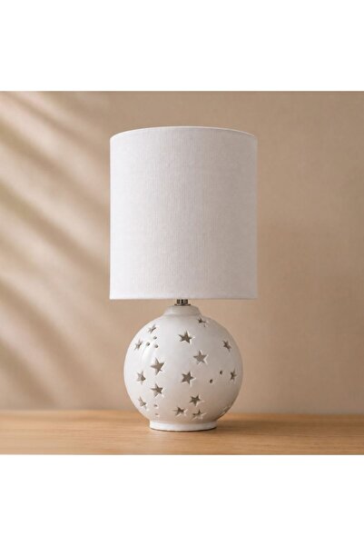 Danube Home Star Kids Ceramic Table Lamp White- 40Cm, Ceramic, Linen, L 21 x ...