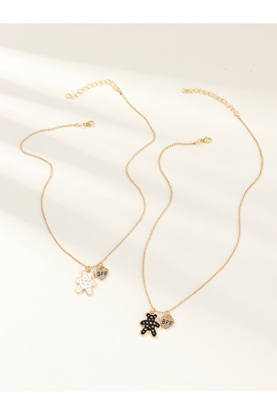 Take Two By Styli Pack of 2 - Girls Multi-Color Bear Pendant Necklaces