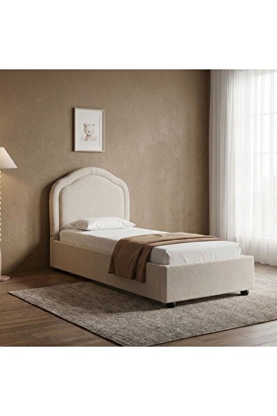 Danube Home Maxillux Arcus 120X200 Upholstered Kids Bed With Usb-beige, Engin...