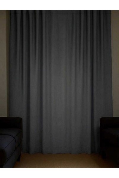 DEVRİM OLİVYA TEKSTİL Gray Single Wing Cornice Blackout Background Curtain, Light-Proof, Blackout Curtain
