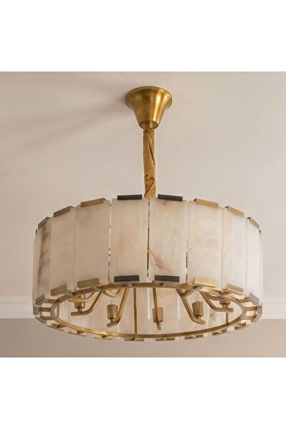 Danube Home Verona Marble Chandelier 60Cm, White, L 68 x W 68 x H 32 cm, Marb...
