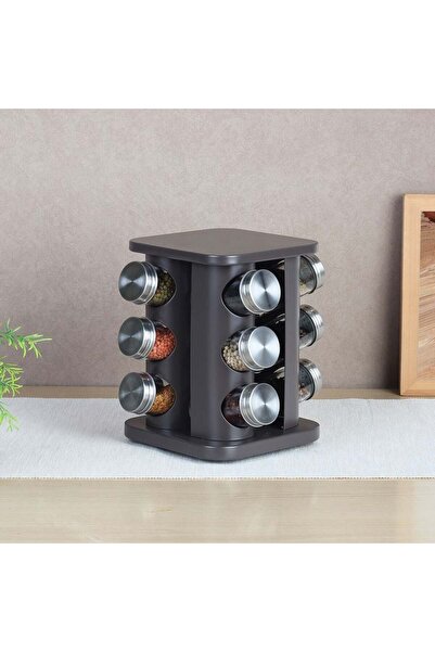 chef's delight Bistro Bliss 13 Piece Spice Rack Set Grey, 100Ml, Brown, Glass...