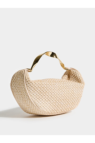 Styli Cream Textured Bag with Twisted Handle
