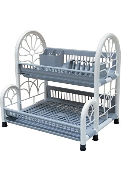 Danube Home Orchid Colosseum 2 Tier Dish Rack Grey -D 54 X W 42 X H 17 Cm, Pl...