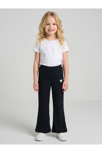 JUNIORLOOM By Styli بنطلون أسود مزخرف بطبعة فراشات للفتيات من جونيورلوم
