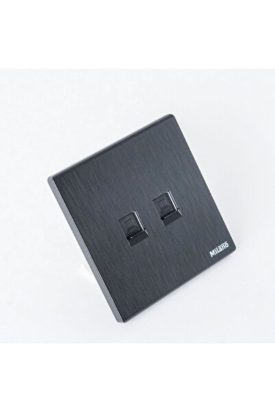 Milano Dual Data Outlet Cat6 Aura Black, Brushed Black, Phosphor Copper, Swit...