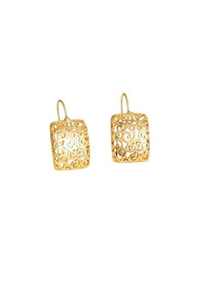 OEM Cercei eleganti, aurii, patrati, eleganti, din metal, 1cm
