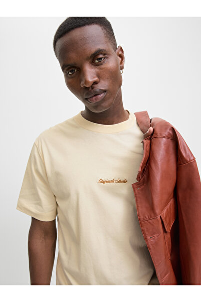 Jack & Jones Beige Crew Neck T-Shirt