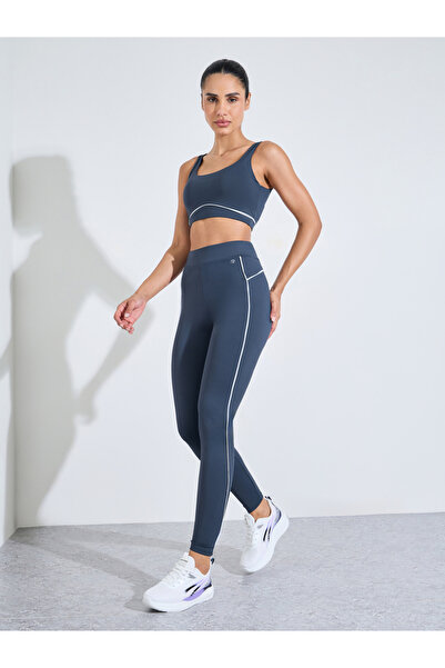 Styli Navy Blue Contrast Details Sports Bra and Leggings Activewear Set