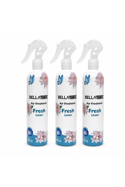 BELLAVOIX Set de 3 x Odorizant de cameră Fresh Linen, Spray, 100 ml, Parfum d...