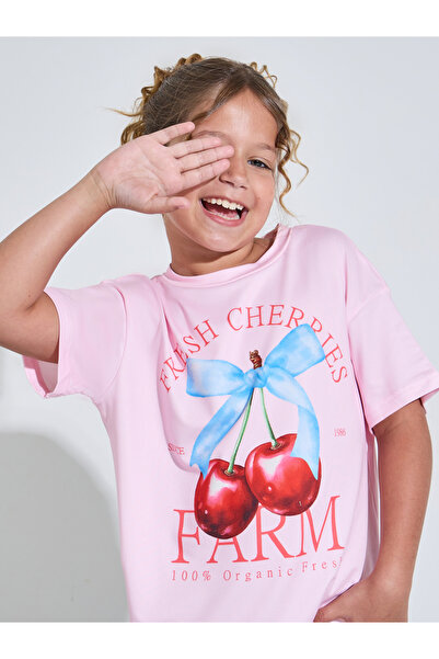 Styli Teen Girls Pink Graphic Print Oversized T-Shirt