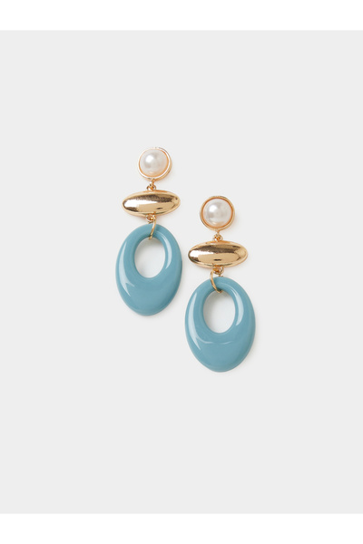Styli Multi-Color Pearl and Blue Enamel Dangler Earrings