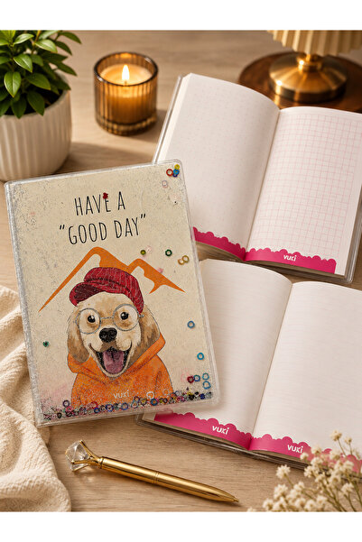 Bymiel Patterned Notebook with Glittery and Watery Cover and Colored Pages