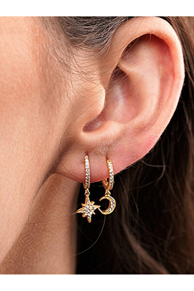 Take Two By Styli Star and Moon Dangle Earrings