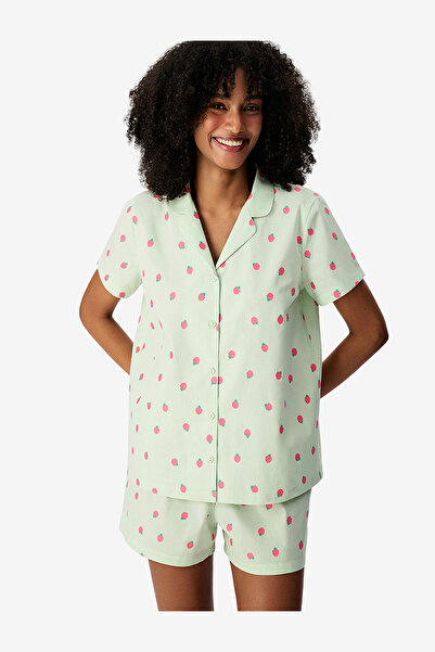 Penti Women's Green Short Sleeve Cotton Pyjama Set with Shorts
