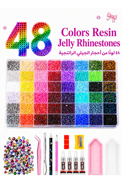 Generic Brand 48-Color Resin Rhinestones for Nail Art, Manicure Designs and D...