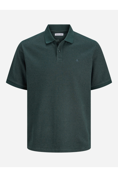 Jack & Jones Dark Green Cotton Regular Fit Polo