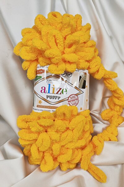 Alize Puffy Sarı Fir de tricotat manual 100gr. 9mt. Pachet de 5 - Culoare: 216