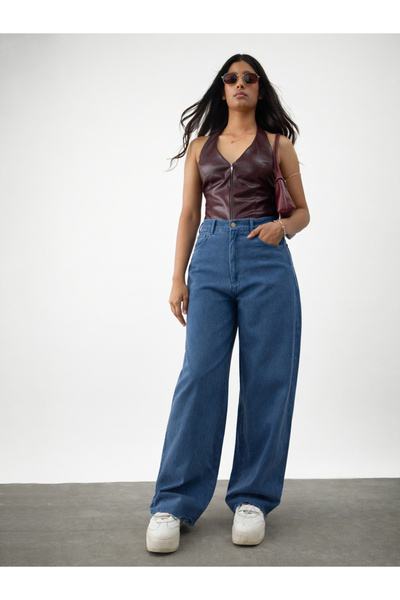 NOH-VOH By Styli Teens Blue Twill Overdyed Straight Fit Jeans