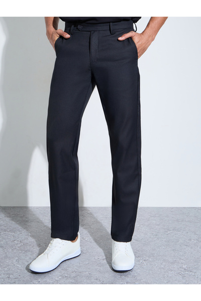 Styli Black Solid Regular Fit Trousers
