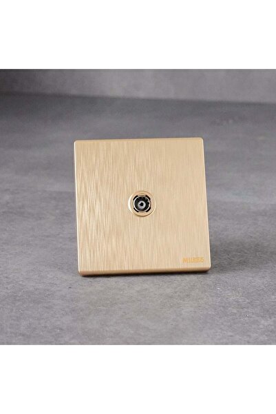 Milano TV Outlet Aura Gold, Brushed Gold, Phosphor Copper, Switches, 86 x 90