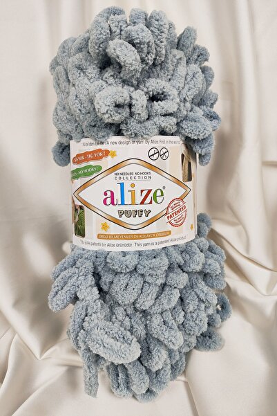 Alize Puffy Gri Inchis Fir pentru Tricotat Manual 100gr. 9mt. (Pachet de 5) -...