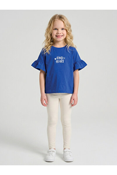 JUNIORLOOM By Styli Girls Blue Embroidered Ruffle Sleeves T-Shirt By Juniorloom