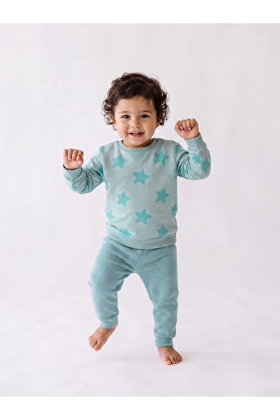 Styli Baby Girl Green All Over Star Print Cotton Sweatshirt