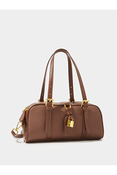 Styli Coffee Brown Handbag with Gold Hardware