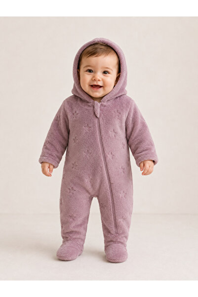 Caramell Mountei̇n Girl Plush Jumpsuit for Ages 1-9 - Mürdüm