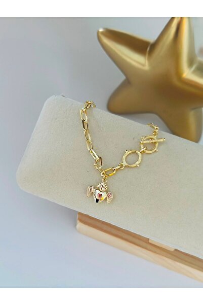 BYYEŞO Winged Heart Detail Charm Bracelet (Steel)
