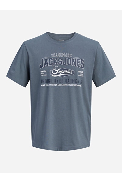 Jack & Jones Charcoal Logo Graphic Round Neck T-Shirt