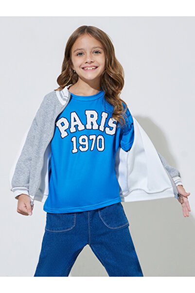 Styli Girls Blue Graphic Print Oversized T-Shirt