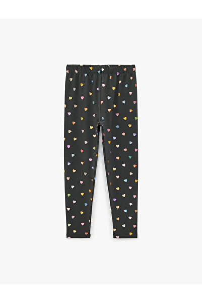 Koton Elastic Waist Heart Patterned Cotton Leggings