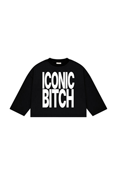 lethestudios Iconic B*tch Baskılı Uzun Kollu Basic T-Shirt