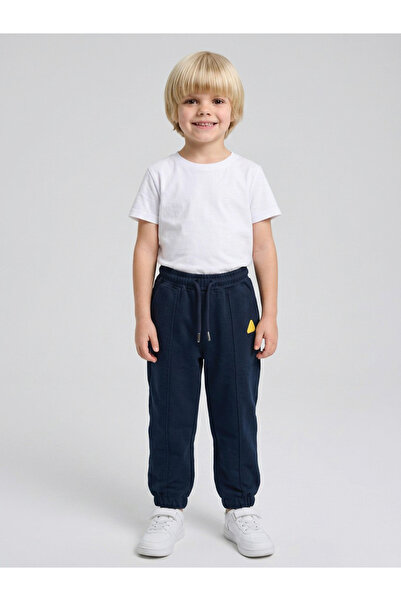 JUNIORLOOM By Styli Boys Navy Blue Pintuck Details Cuffed Hem Cotton Joggers ...