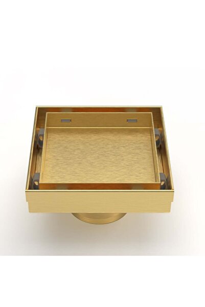 Milano Concealed Floor Drain - Gold - 10x10 Cm, Stainless Steel, Bathroom Fix...