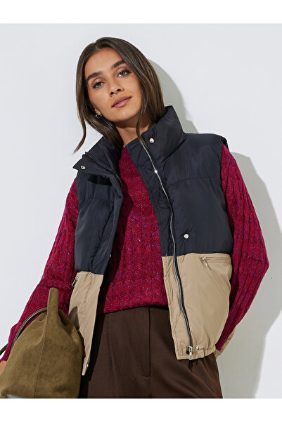 Styli Color Block Padded Zip-Up Vest