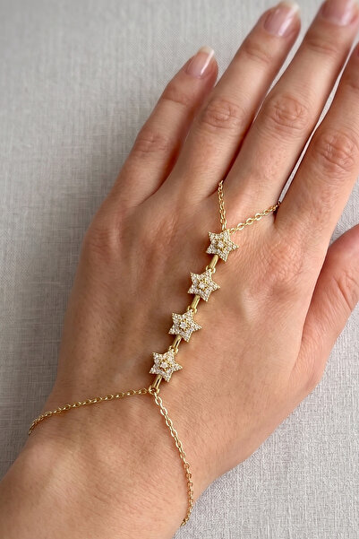 AURRARİ Premium Gold 4 Star Zircon Stone Steel Shahmeran Bracelet