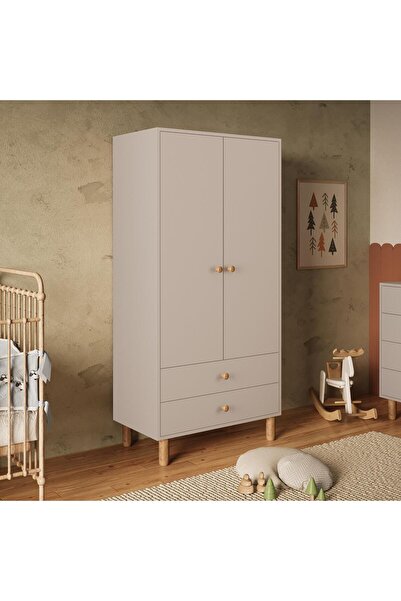 Bimossa KG2030 Bunny Kumtaşı 80 cm, 2 Kapaklı Gardırop, 2 Çekmeceli Yüksek Ay...