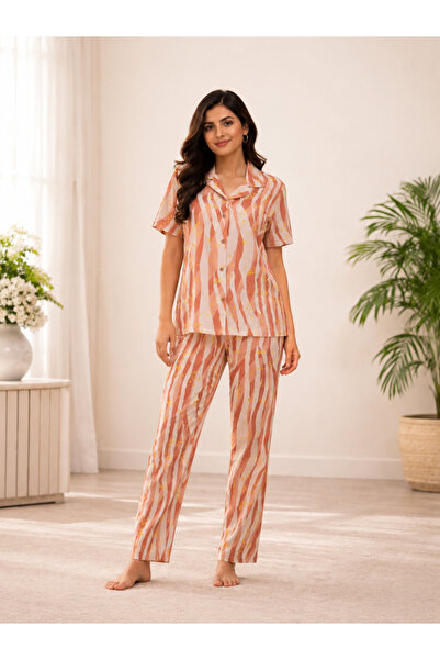 LAZZYCAT By Styli All Over Print Shirt and Pyjama Set By Lazzycat