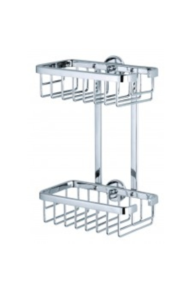 Tesa Etajeră autoadezivă pentru baie Aluxx cu 2 rafturi din aluminiu cromat -...
