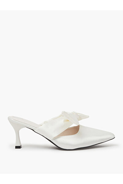 Take Two By Styli White Pointed Toe Bow Mules