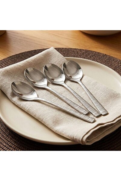 Danube Home , Orchid 4 Piece Sapphire Stainless Steel Soup Spoon Set, Silver,...